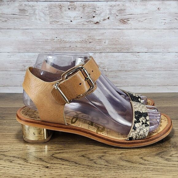 Sam Edelman Women's Trina  Snake Print Vaquero Heel SandalStrapback Size 6.5 - Picture 1 of 8